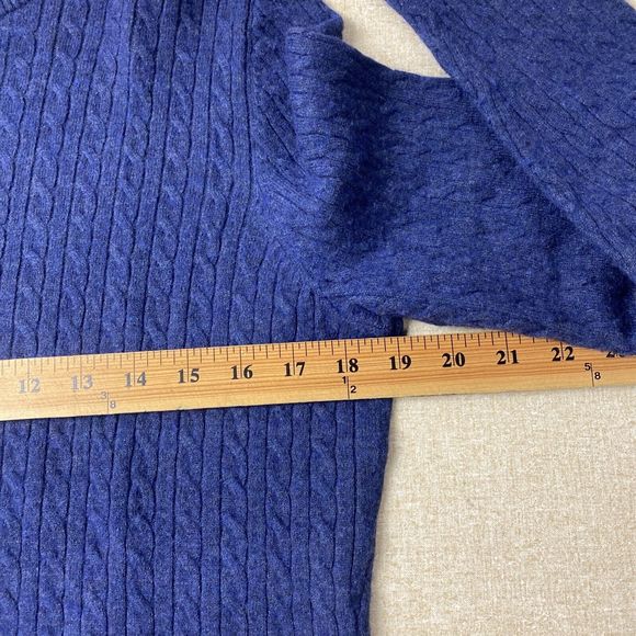 LOGG H&M Large Merino Blend cable knit Navy sweater Long sleeve Crew Neck - Picture 7 of 9